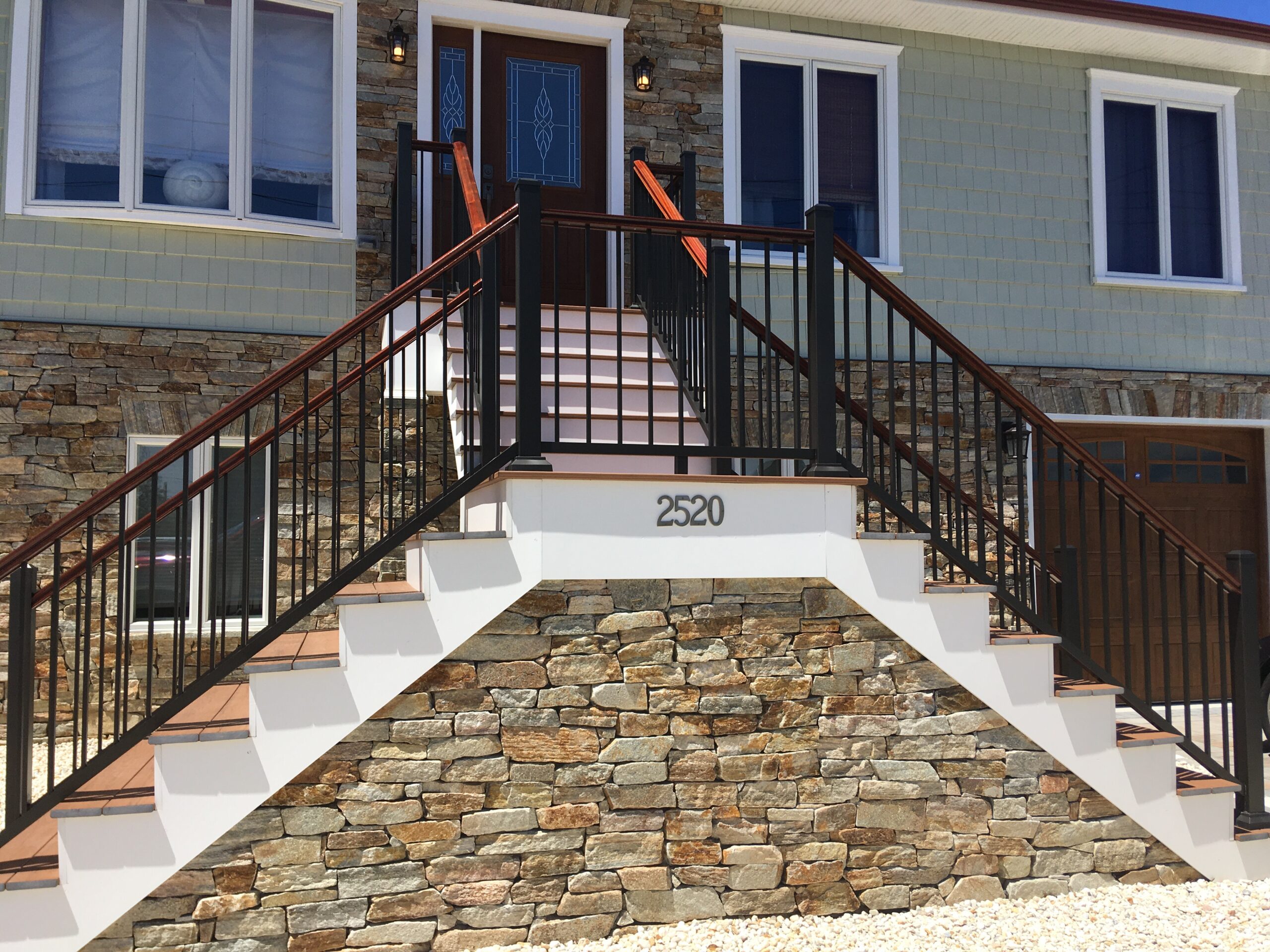 Black Aluminum with Mahogany Railings